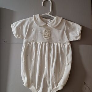 Dior Cream Baby Romper with Embroidered Detail